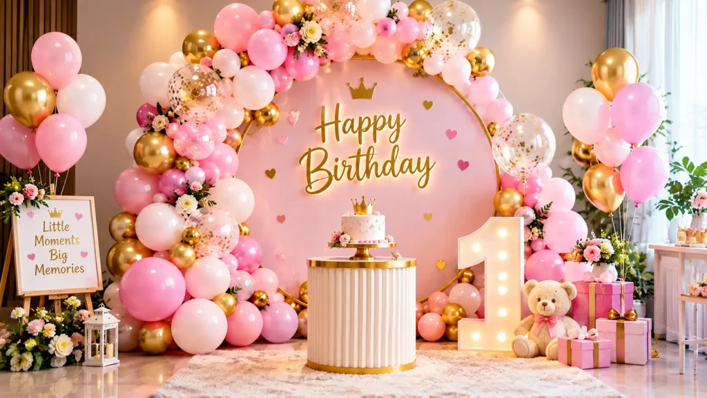 Pastel First Birthday Balloon Celebration