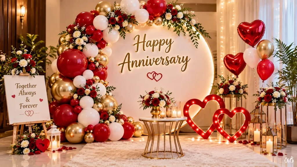 Romantic Happy Anniversary Backdrop